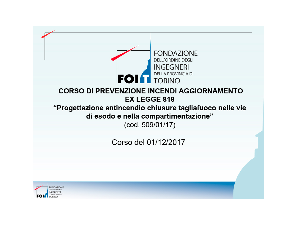 Corso di aggiornamento a Torino del 1 dicembre 2017